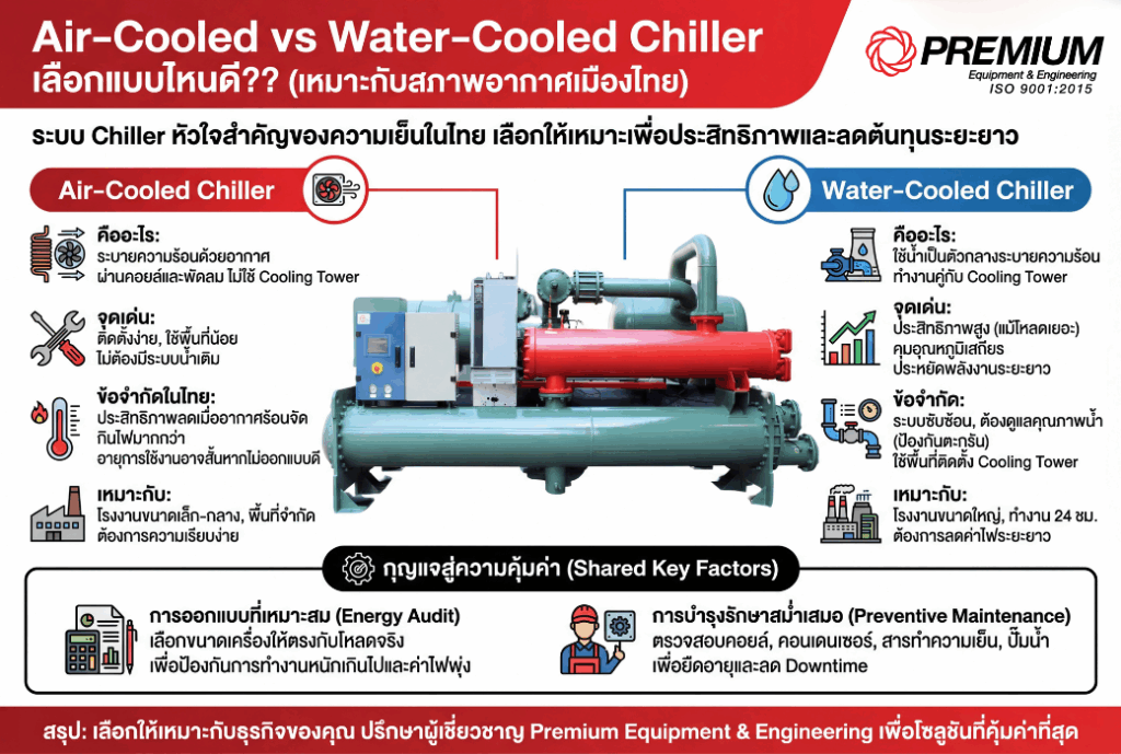 Air-Cooled vs Water-Cooled Chiller เลือกแบบไหนดี??