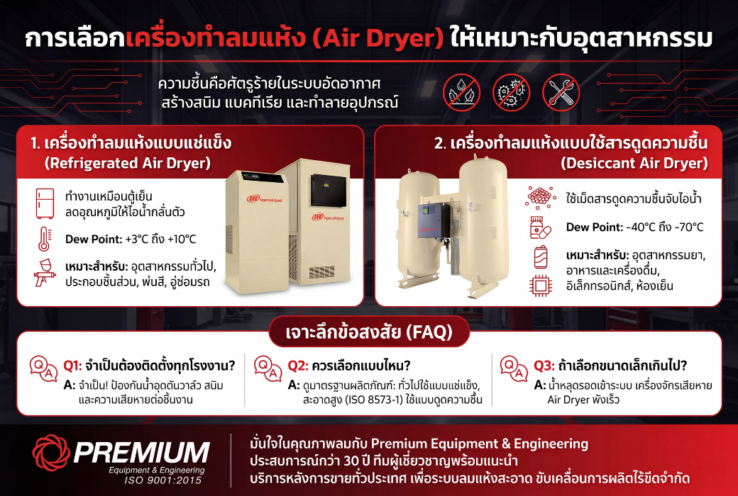 การเลือกเครื่องทำลมแห้ง (Air Dryer) ให้เหมาะกับอุตสาหกรรม 
