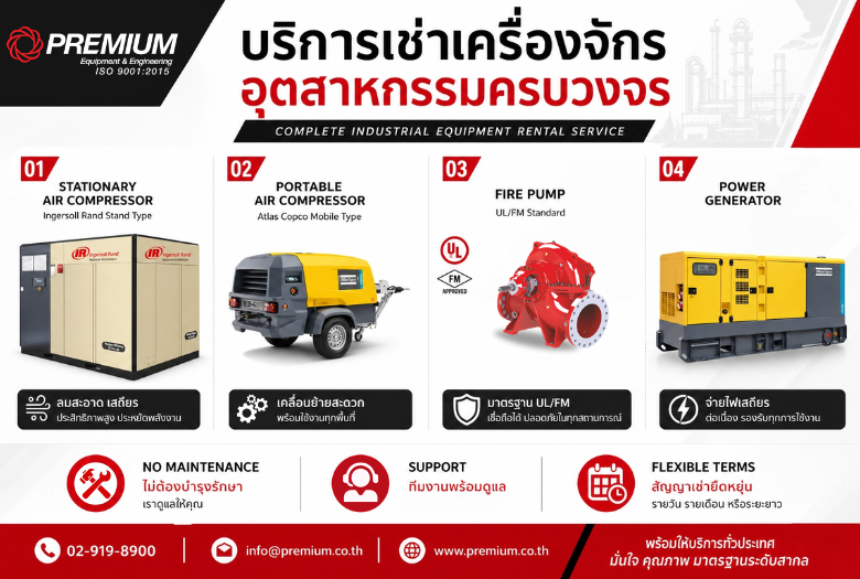 บริการเช่าเครื่องจักรอุตสาหกรรม จากพรีเมี่ยม อิควิปเม้นท์