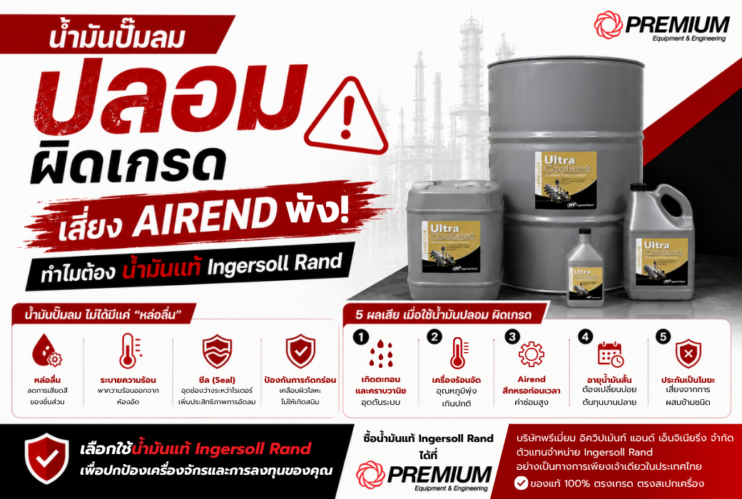 น้ำมันปั๊มลมปลอม ผิดเกรด เสี่ยง Airend พัง! ทำไมต้องน้ำมันแท้ Ingersoll Rand