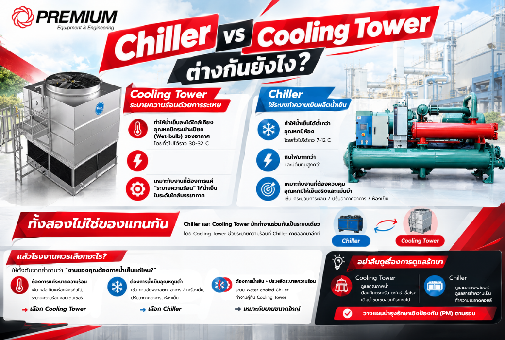 Chiller vs Cooling Tower ต่างกันยังไง?